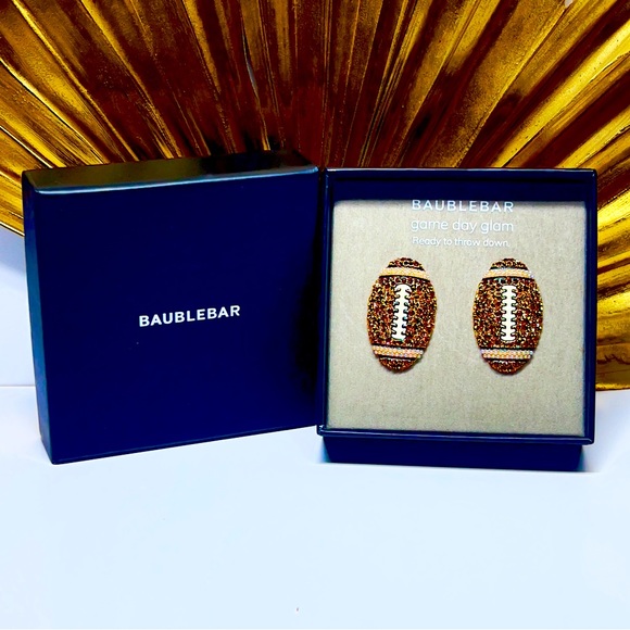 NIB BaubleBar Crystal Tailgate Football Earrings - Picture 3 of 6